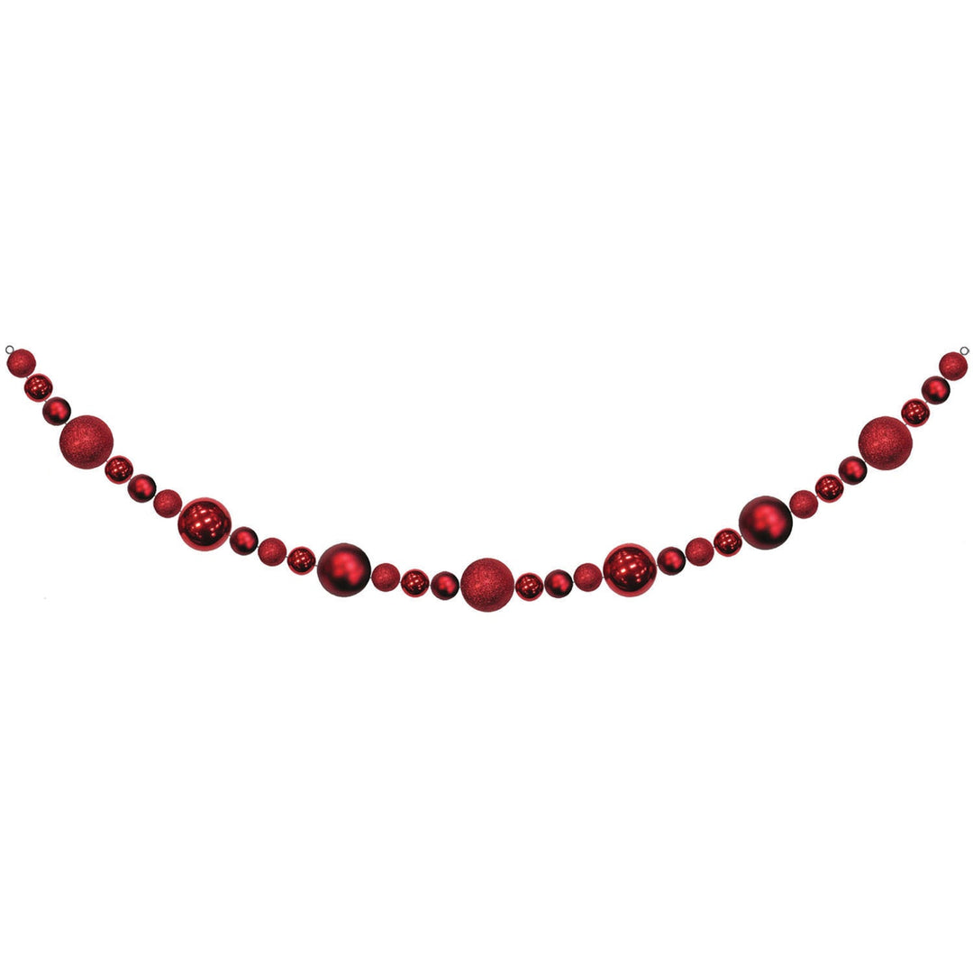 10' Giant Commercial Shatterproof Ball Garland, Red, Case, 1 Piece