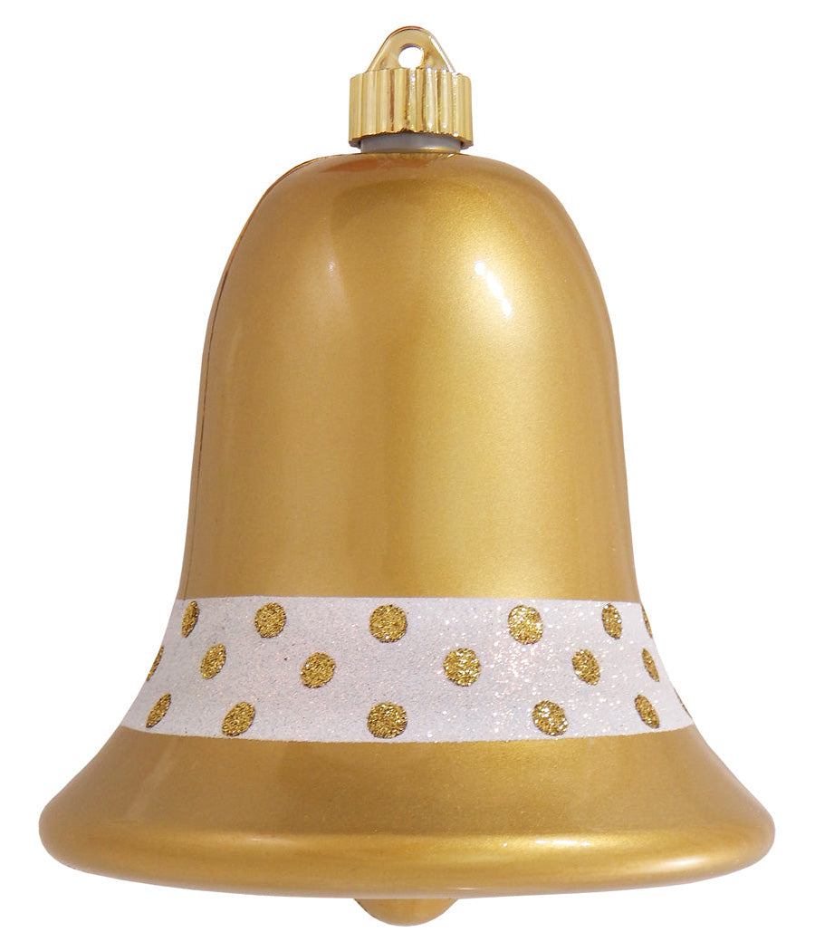 7" (178mm) Commercial Shatterproof Bell Ornaments, Candy Gold, 1/Box, 12/Case, 12 Pieces