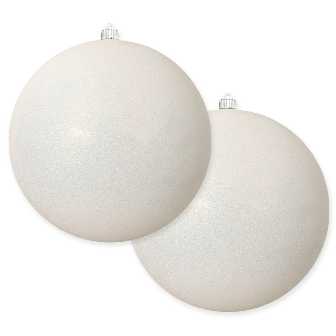 12" (300mm) Giant Commercial Shatterproof Ball Ornament, Snowball Glitter, Case, 2 Pieces