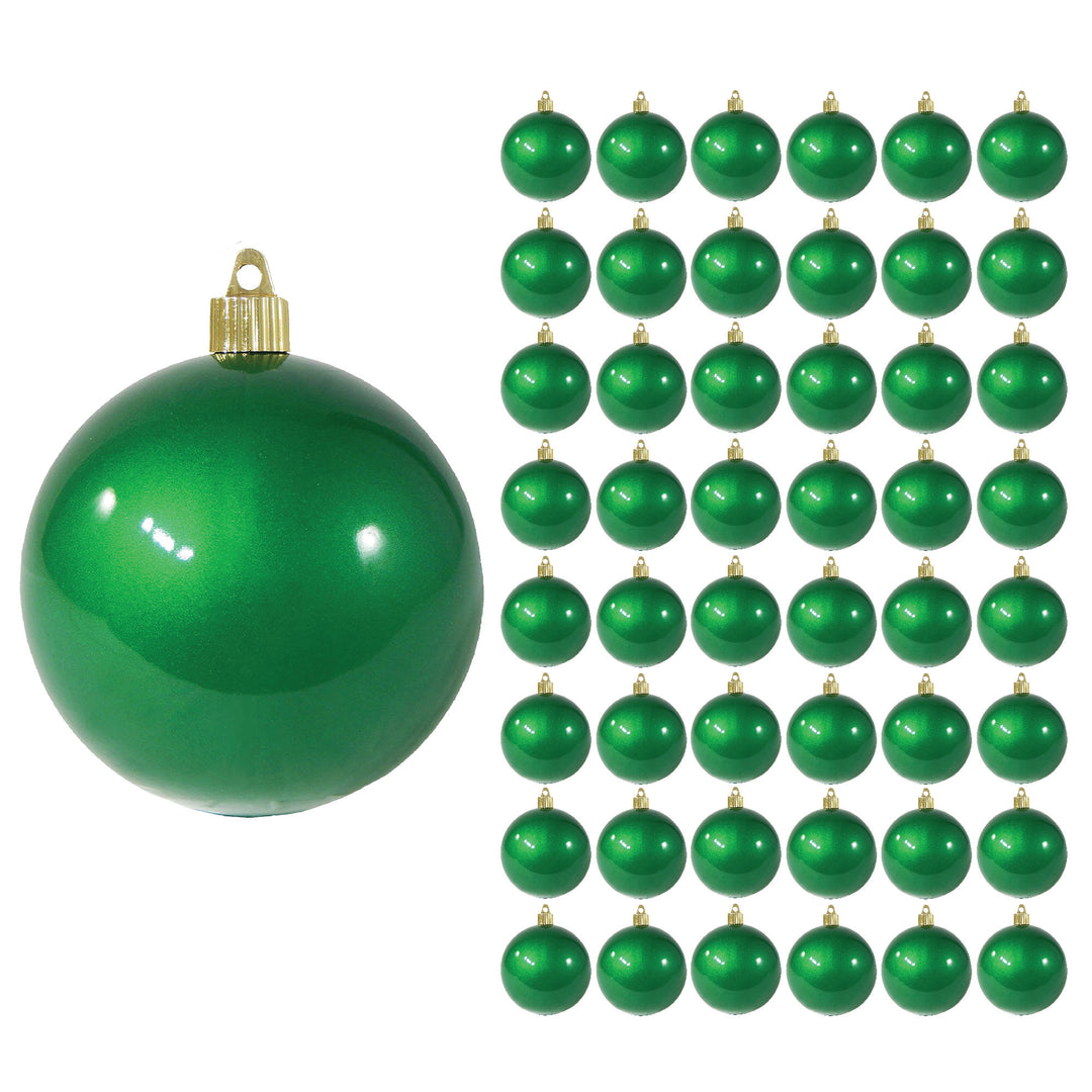 4" (100mm) Commercial Shatterproof Ball Ornament, Candy Green, 4 per Bag, 12 Bags per Case, 48 Pieces