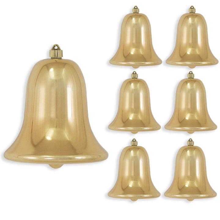 9" (229mm) Commercial Shatterproof Bell Ornaments, Gilded Gold, 1/Box, 6/Case, 6 Pieces