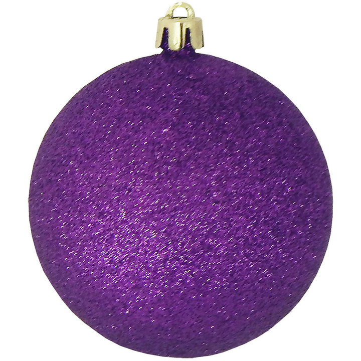 3 1/4" (80mm) Commercial Shatterproof Ball Ornament, Purple Glitter, Case, 80 Pieces
