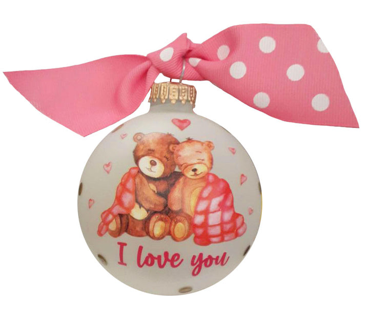 3 1/4" (80mm) Personalizable Hugs Specialty Gift Ornaments, Bear Couple under Blanket, Frost, 1/Box, 12/Case, 12 Pieces