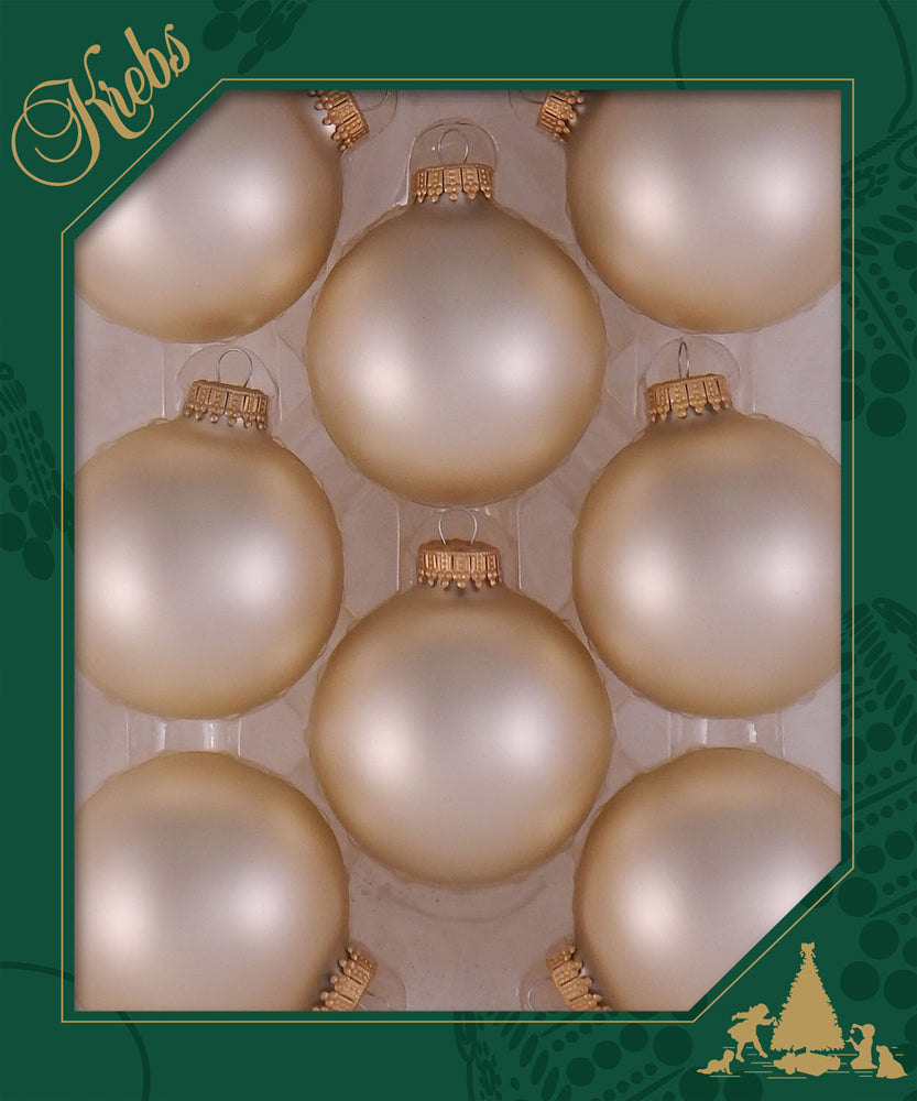 2 5/8" (67mm) Ball Ornaments, Gold Caps, Oyster Velvet, 8/Box, 12/Case, 96 Pieces