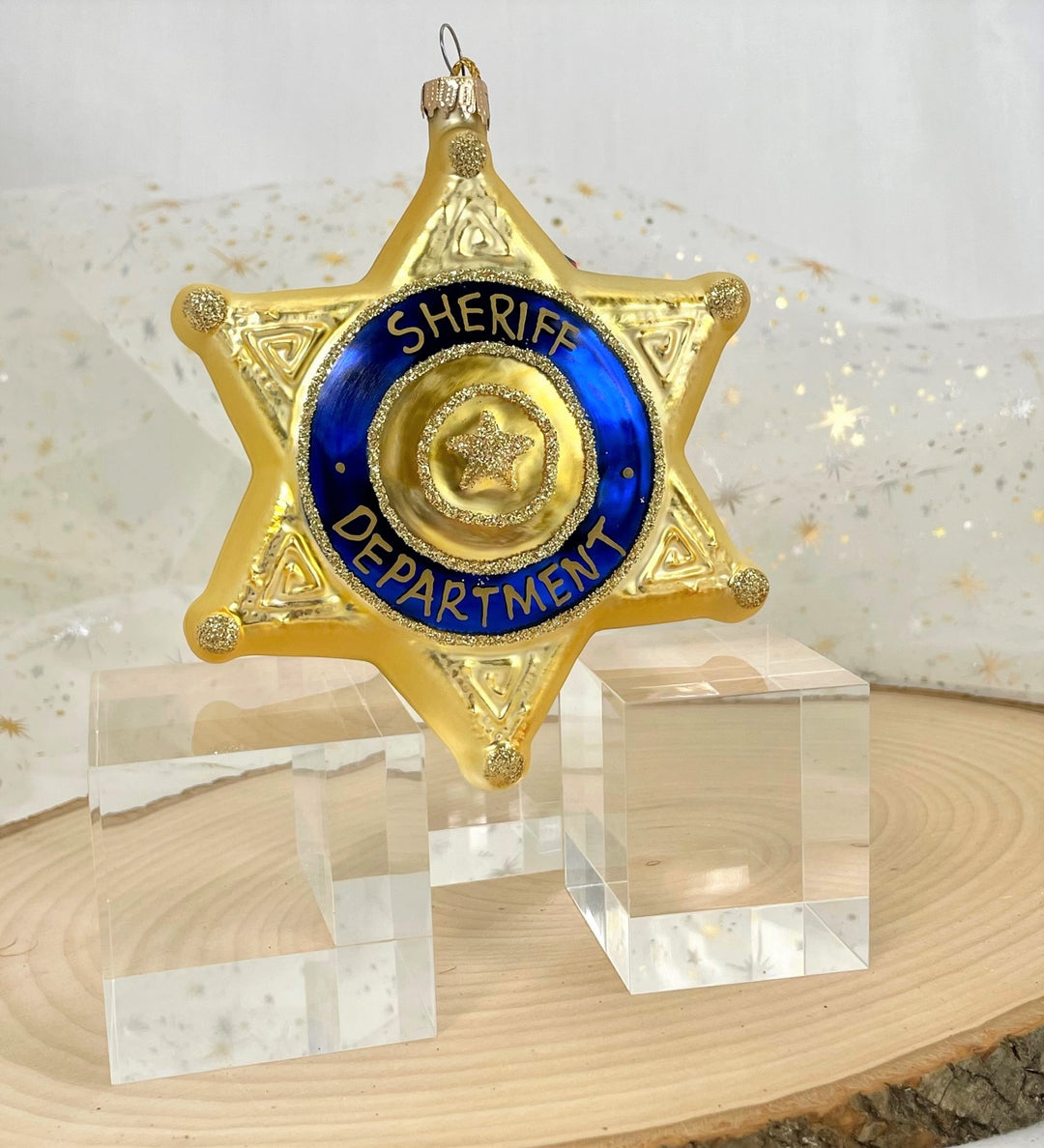 4 3/4" (120mm) Sheriff Badge Figurine Ornaments, 1/Box, 6/Case, 6 Pieces