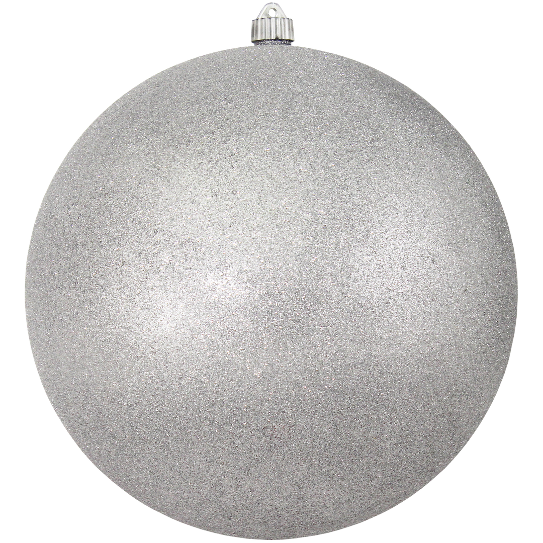 12" (300mm) Giant Commercial Shatterproof Ball Ornament, Silver Glitter, Case, 2 Pieces