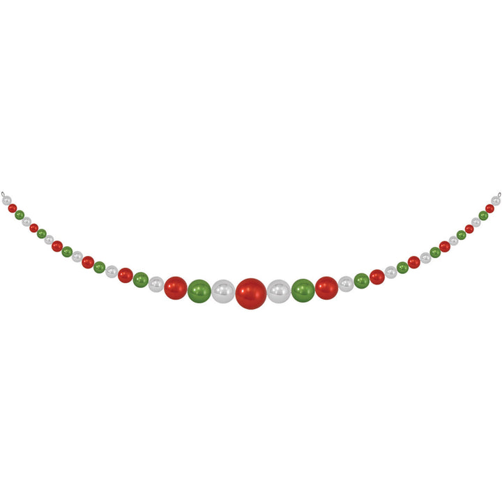 11.5" Giant Commercial Shatterproof Ball Garland, Green/Red/Silver, Case, 1 Piece
