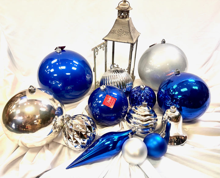 Christmas By Krebs Shatterproof Tree Decorating Kits - ORNAMENTS ONLY - UV and Weather Resistant (Blue & Silver - UV, 12 Feet - 312 Ornaments)