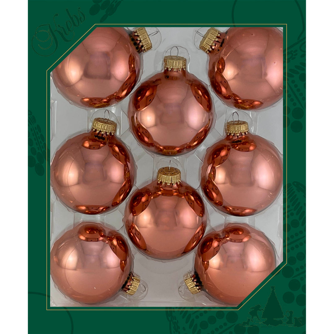 2 5/8" (67mm) Ball Ornaments, Brown Gold Shine with Gold Crown Caps - 8/Box, 12/Case, 96 Pieces