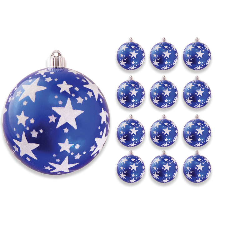 6" (150mm) Decorated Commercial Shatterproof Ball Ornaments, Azure Blue, 1/Box, 12/Case, 12 Pieces