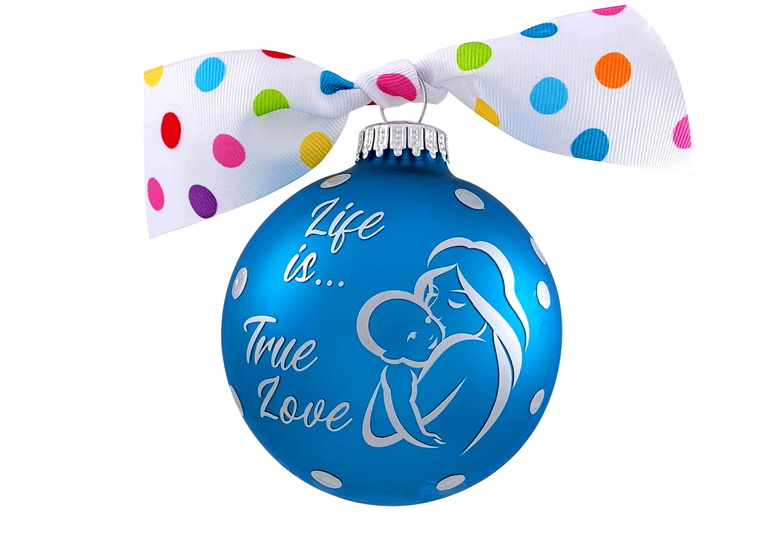 3 1/4" (80mm) Personalizable Hugs Specialty Gift Ornaments, Life is True Love, Turquoise Bliss Velvet, 1/Box, 12/Case, 12 Pieces