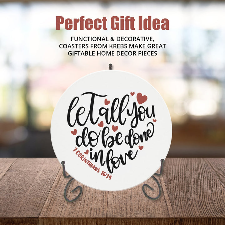 4" Round Ceramic Coasters - Happy Mothers Day with Rose, 4/Box, 2/Case, 8 Pieces