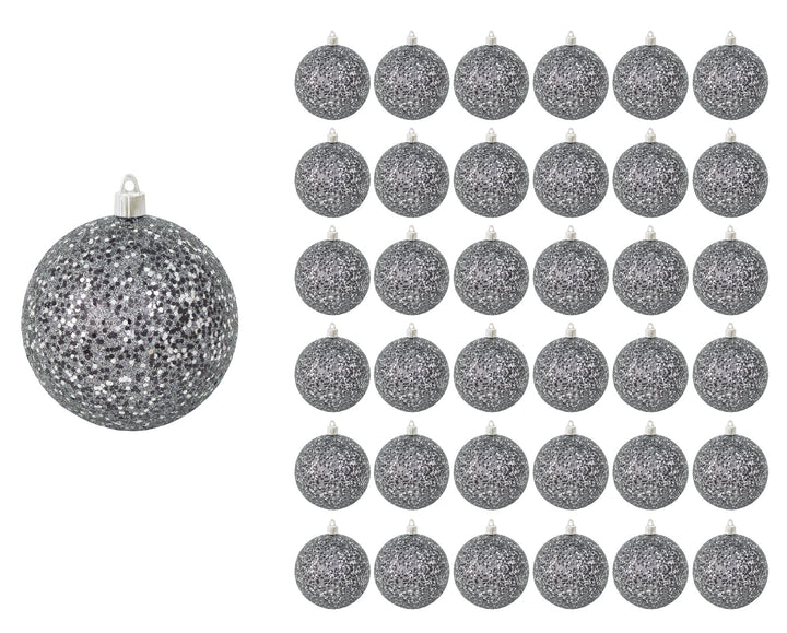 Black / Silver Glitz 4 3/4" (120mm) Shatterproof Ball, Case, 4 Pieces per Bag, 9 Bags per case36 Pieces