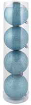 4" (100mm) Large Commercial Shatterproof Ball Ornament, Light Blue Glitter, Case, 48 Pieces