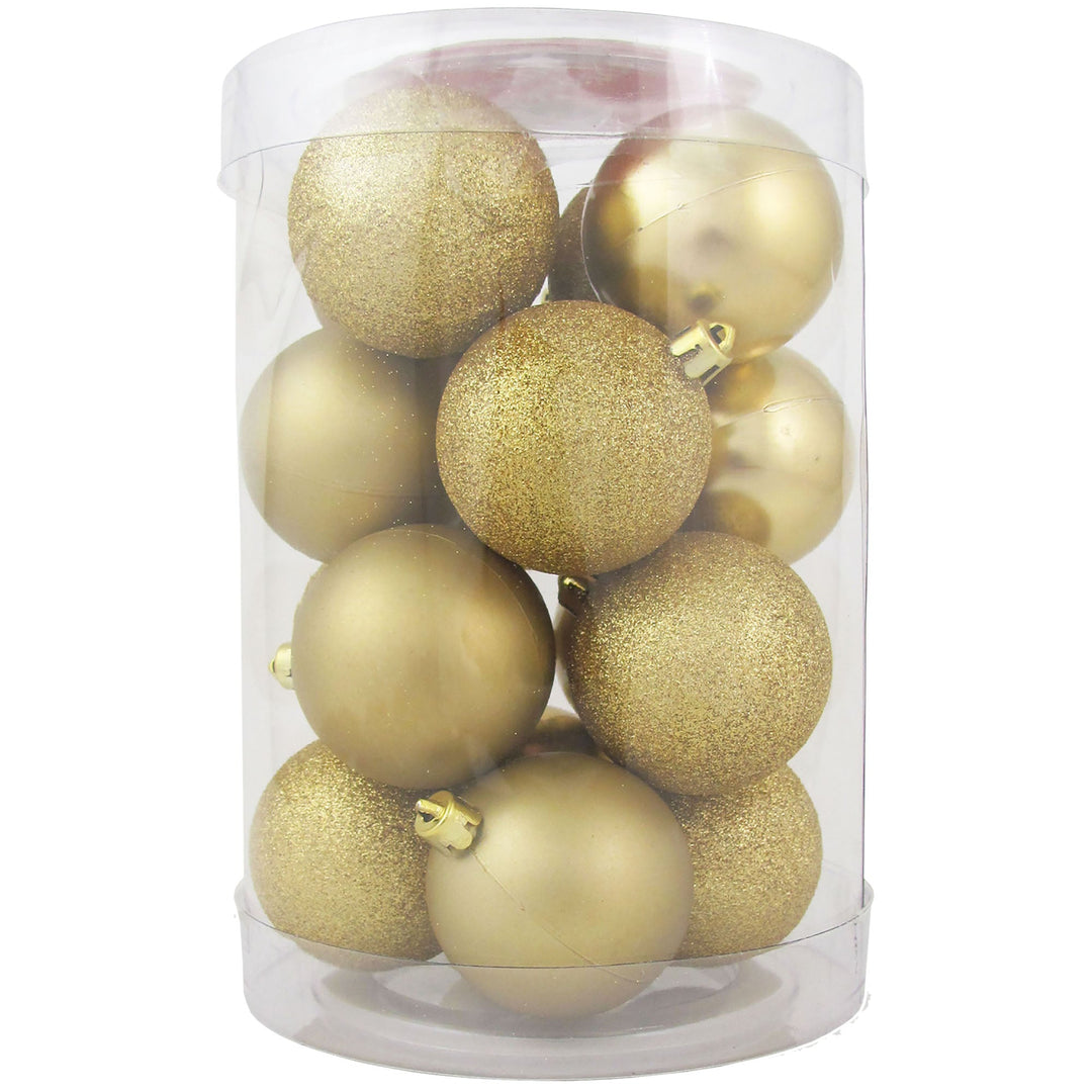 2 1/3" (60mm) Shatterproof Christmas Ball Ornaments, Gold Multi, Case, 16 Count x 12 Tubs, 192 Pieces