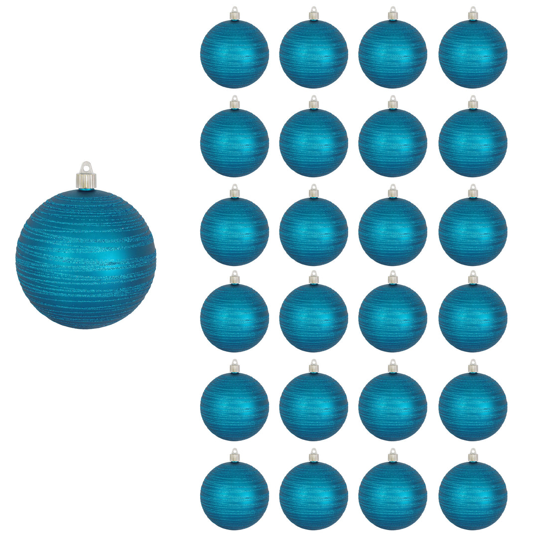 4 3/4" (120mm) Jumbo Commercial Shatterproof Ball Ornament, Aloha with Aqua Tangles, Case, 24 Pieces