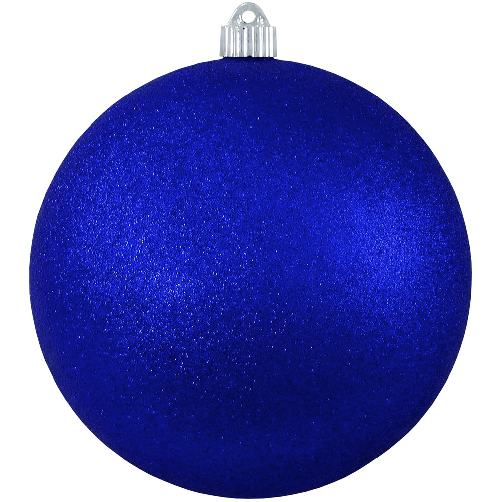 6" (150mm) Giant Commercial Pre-Wired Shatterproof Ball Ornament, Dark Blue Glitter, Case, 12 Pieces