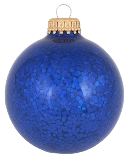 2 5/8" (67mm) Glass Ball Ornaments, Sapphire Spangle, 6/Box, 12/Case, 72 Pieces