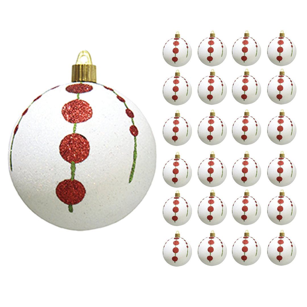 4" (100mm) Large Commercial Shatterproof Ball Ornament, Snowball Glitter, Case, 24 Pieces