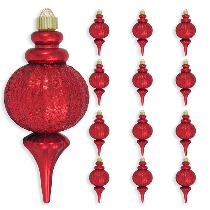 8 2/3" (220mm) Large Commercial Shatterproof Finials, Sonic Red , Case, 12 Pieces