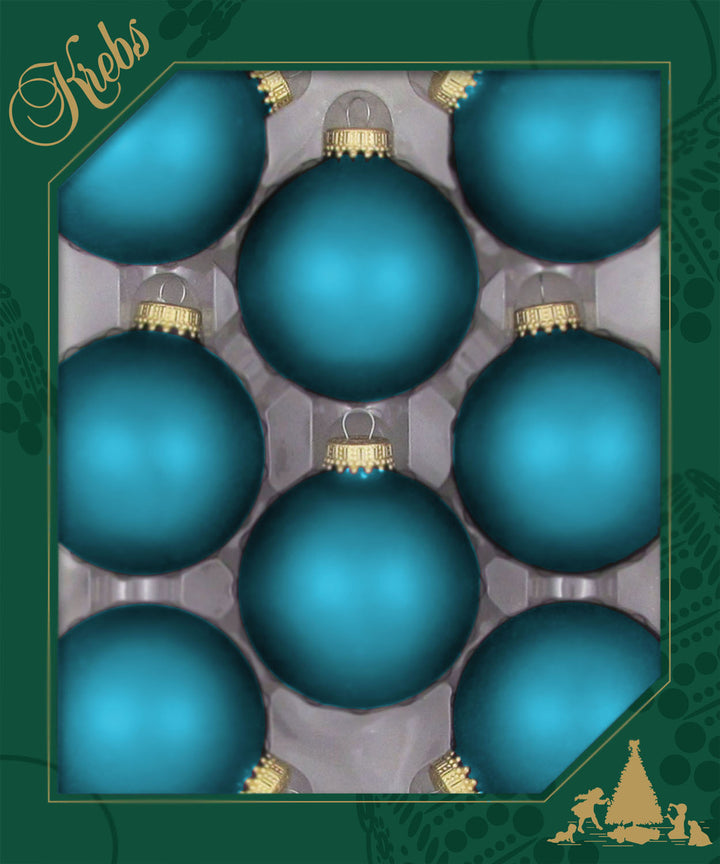 2 5/8" (67mm) Ball Ornaments, 8/Box, 12/Case, 96 Pieces (Turquoise Bliss Velvet)
