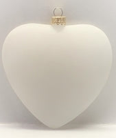 3 1/2" (89mm) Frost Glass Heart Ornament, 1/Box, 12/Case, 12 Pieces