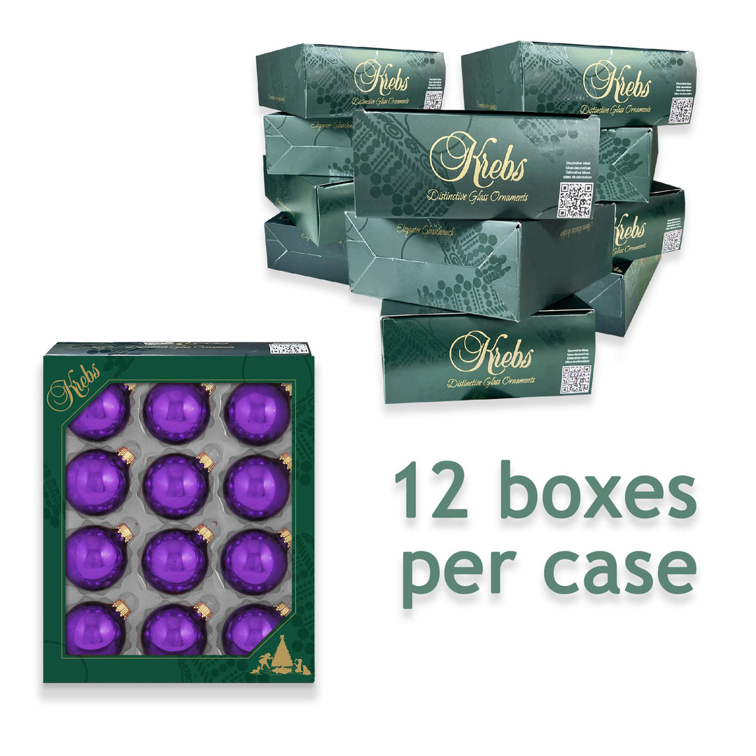 2" (50mm) Ball Ornaments, Gold Caps, Royal Lilac, 12/Box, 12/Case, 144 Pieces