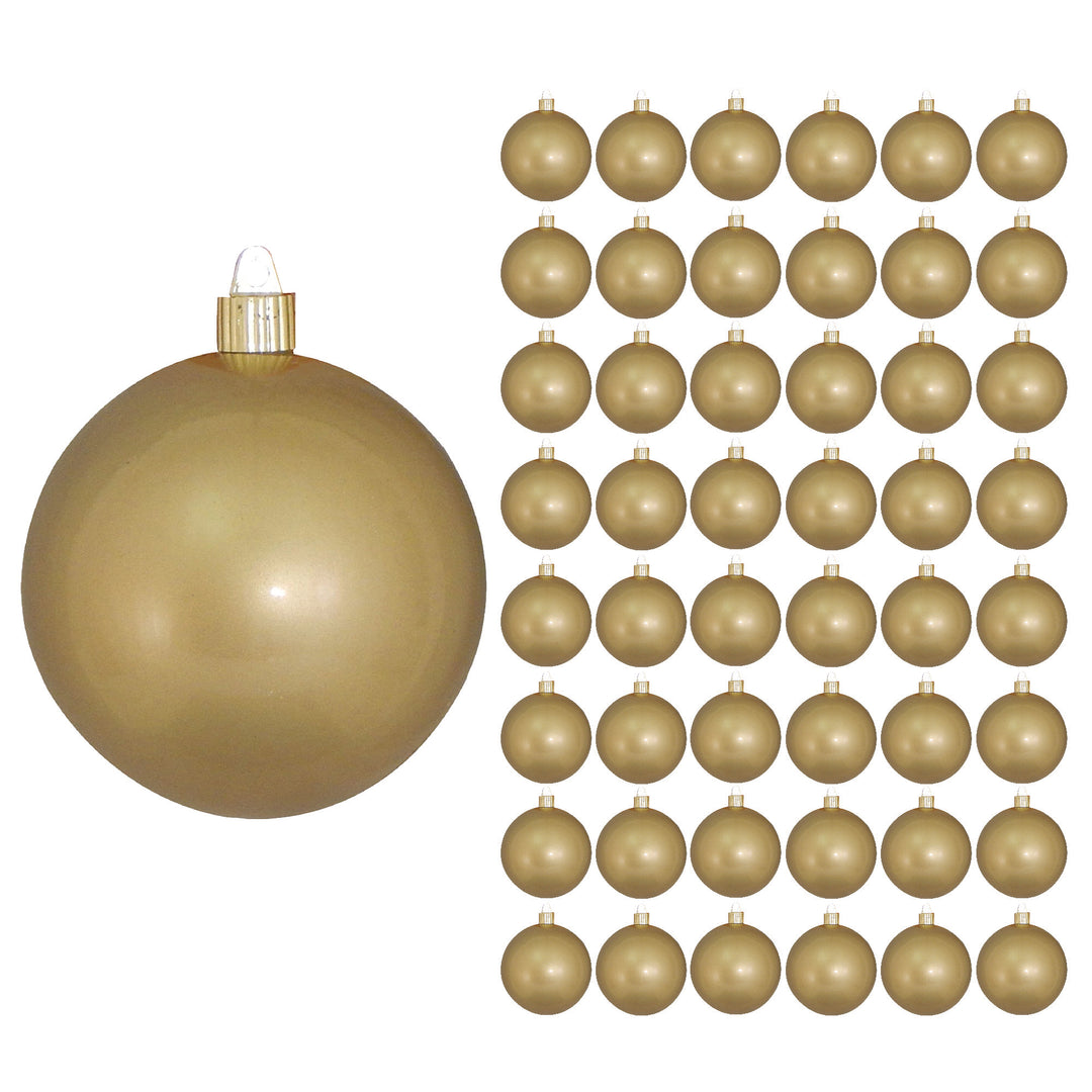 4" (100mm) Commercial Shatterproof Ball Ornament, Candy Gold, 4 per Bag, 12 Bags per Case, 48 Pieces