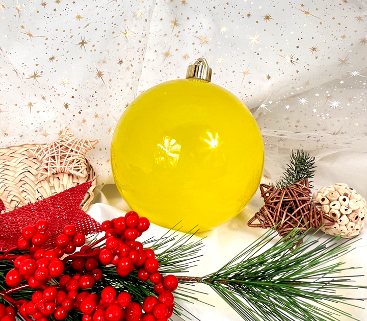 6" (150mm) Large Commercial Shatterproof Ball Ornaments, Mellow Yellow, 1/Box, 12/Case, 12 Pieces