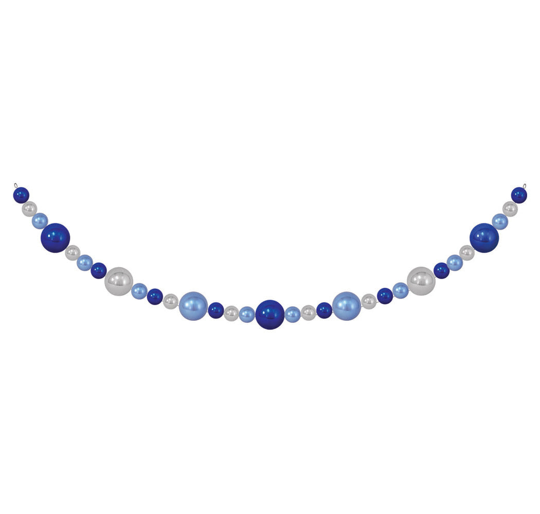 10' Giant Commercial Shatterproof Ball Garland, Blue/Silver, Case, 1 Piece