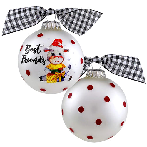 3 1/4" (80mm) Personalizable Hugs Specialty Gift Ornaments, Best Friends/Donkey, Silver Pearl, 1/Box, 12/Case, 12 Pieces