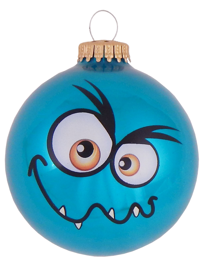 3 1/4" (80mm) Ball Ornaments, Monster Faces, Multi, 1/Box, 12/Case, 12 Pieces
