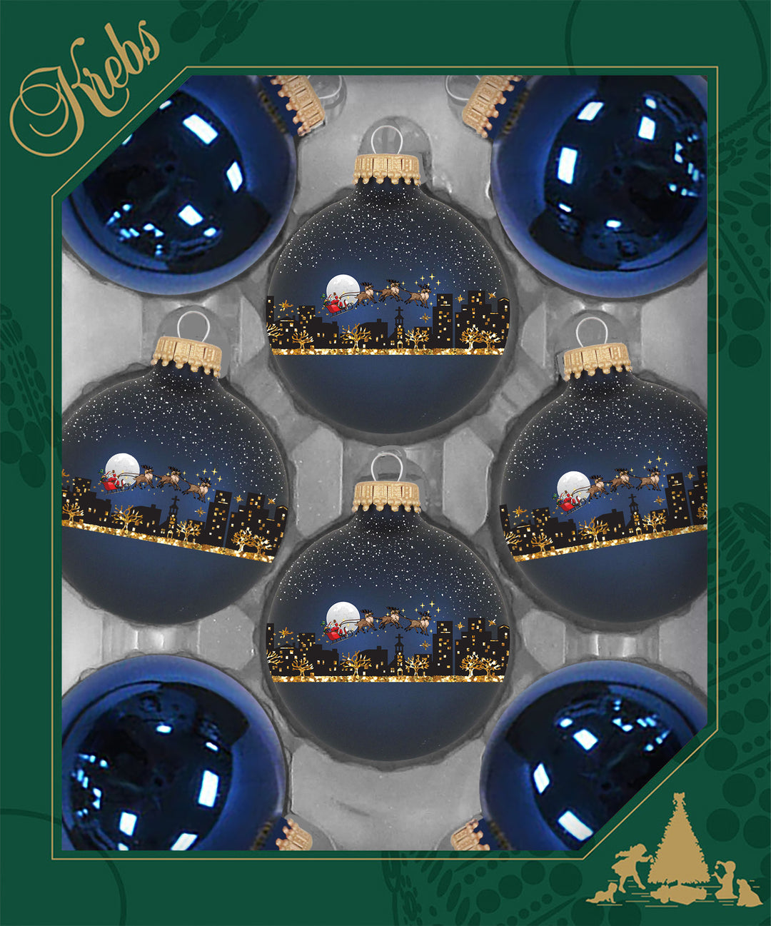 2 5/8" (67mm) Ball Ornaments, Midnight Before Christmas Glass Ball assortment, 8/Box, 12/Case, 96 Pieces